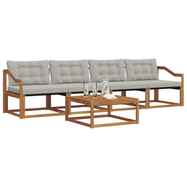 Комплект дивани за открито 5 pcs Естествено и светло сиво