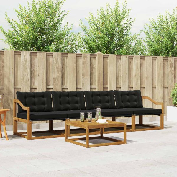Комплект дивани за открито 5 pcs Естествено и черно