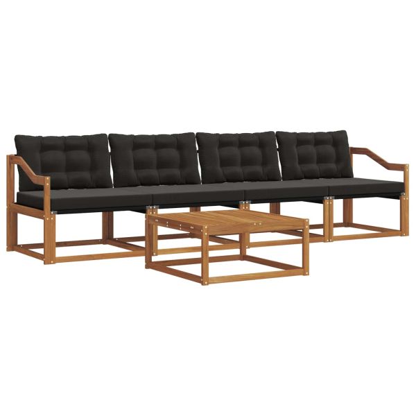 Комплект дивани за открито 5 pcs Естествено и черно