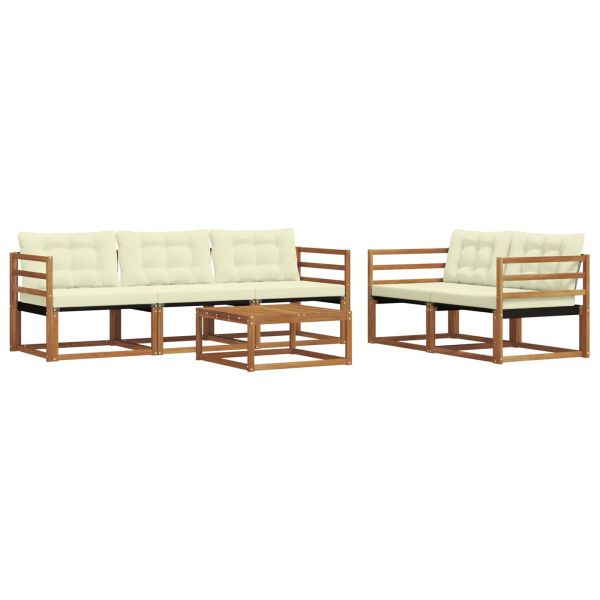 Комплект дивани за открито 6 pcs Натурален и Крема