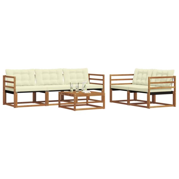 Комплект дивани за открито 6 pcs Натурален и Крема