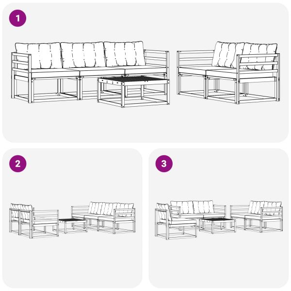 Комплект дивани за открито 6 pcs Естествено и черно