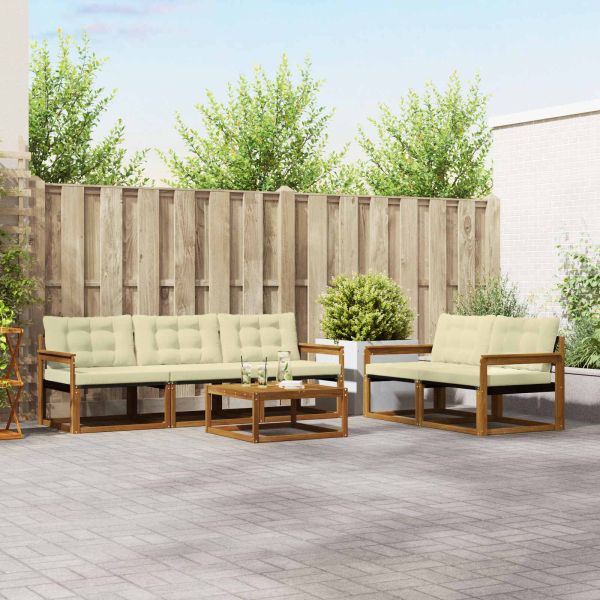 Комплект дивани за открито 6 pcs Натурален и Крема