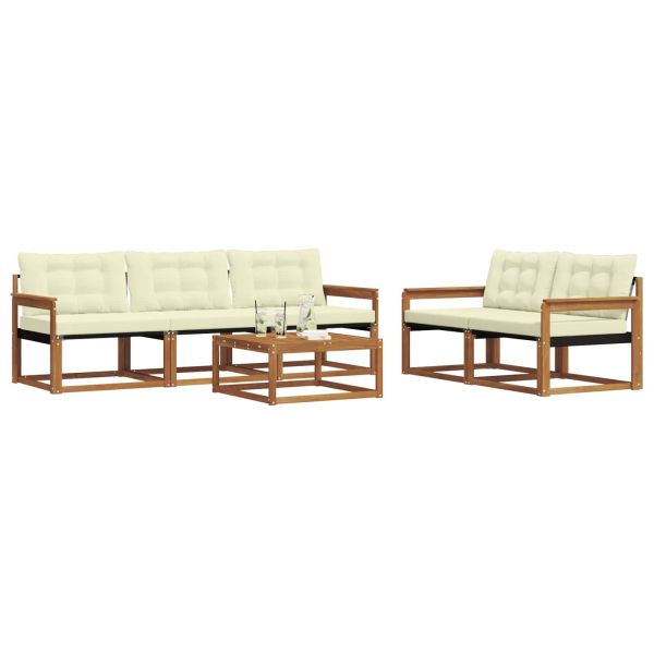 Комплект дивани за открито 6 pcs Натурален и Крема