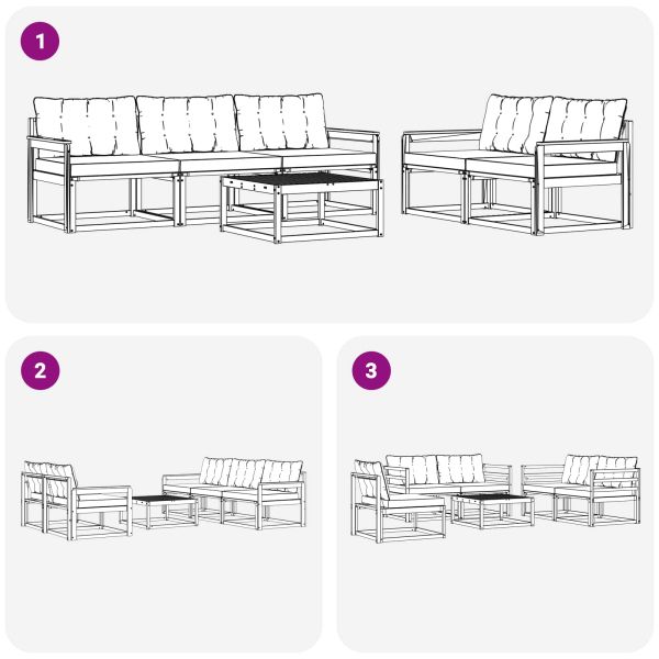 Комплект дивани за открито 6 pcs Натурален и Крема