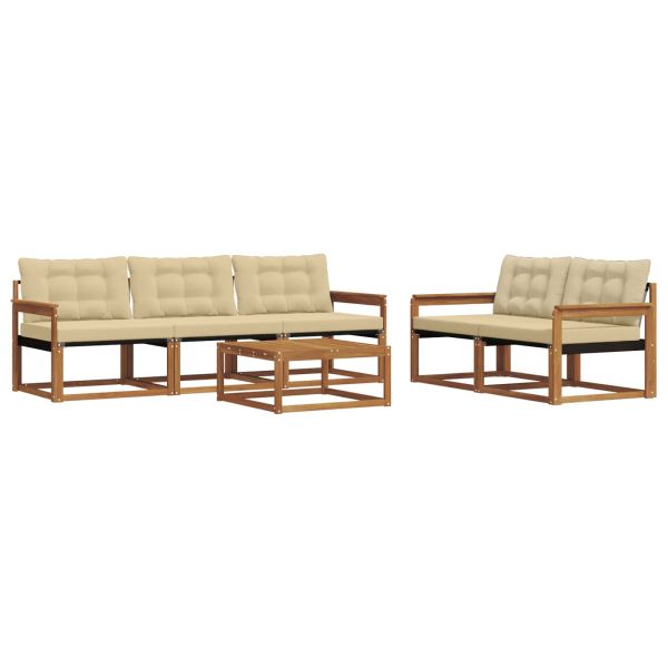 Комплект дивани за открито 6 pcs Натурален и Бежов