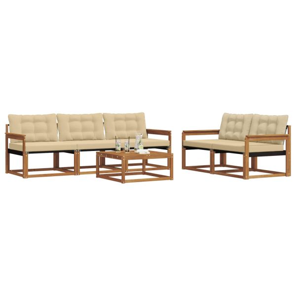 Комплект дивани за открито 6 pcs Натурален и Бежов