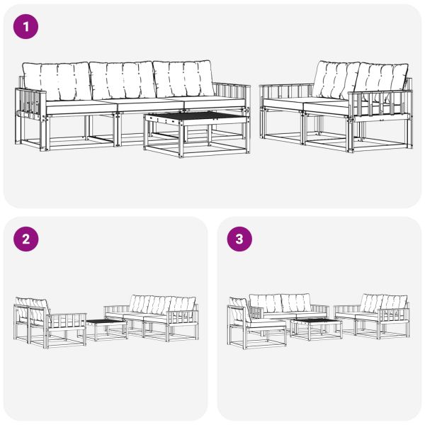 Комплект дивани за открито 6 pcs Натурален и Крема