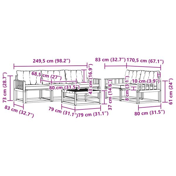 Комплект дивани за открито 6 pcs Естествено и светло сиво