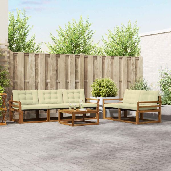 Комплект дивани за открито 6 pcs Натурален и Крема