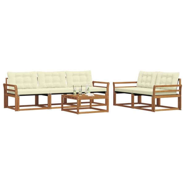 Комплект дивани за открито 6 pcs Натурален и Крема