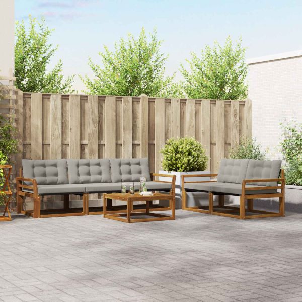 Комплект дивани за открито 6 pcs Естествено и светло сиво