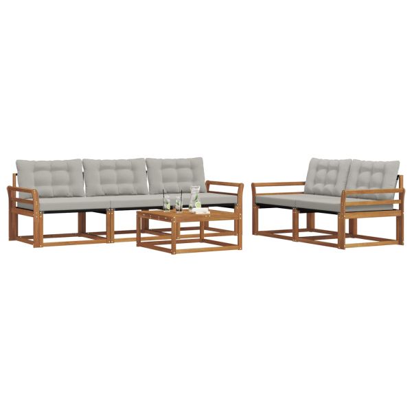 Комплект дивани за открито 6 pcs Естествено и светло сиво