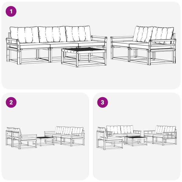 Комплект дивани за открито 6 pcs Естествено и светло сиво