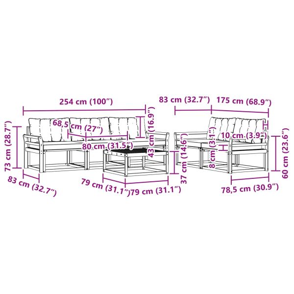 Комплект дивани за открито 6 pcs Естествено и черно