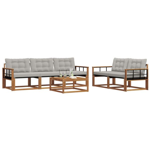 Комплект дивани за открито 6 pcs Естествено и светло сиво