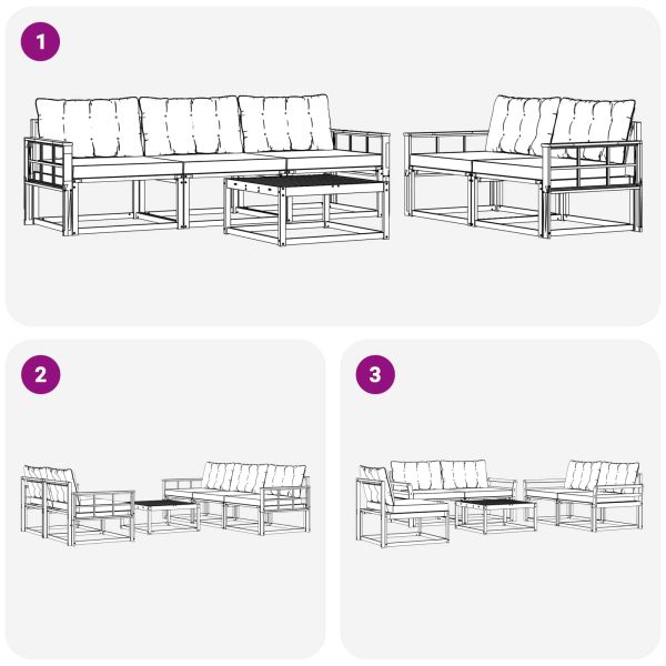Комплект дивани за открито 6 pcs Естествено и черно