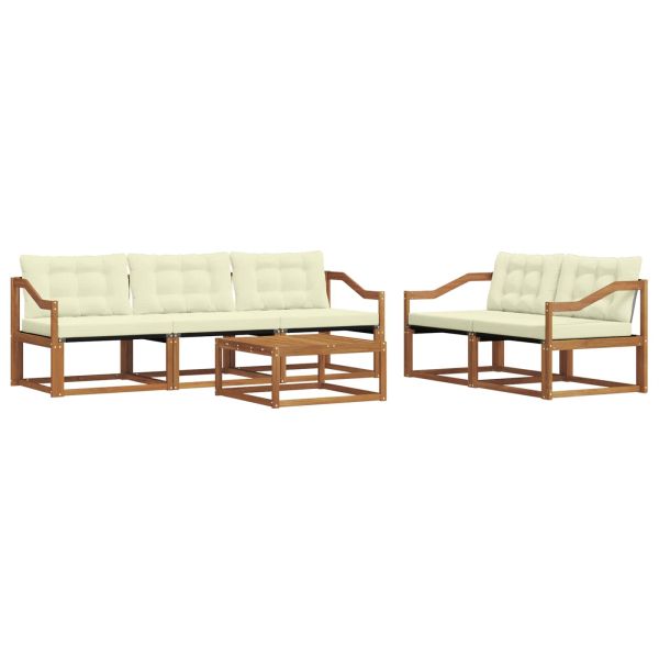 Комплект дивани за открито 6 pcs Натурален и Крема