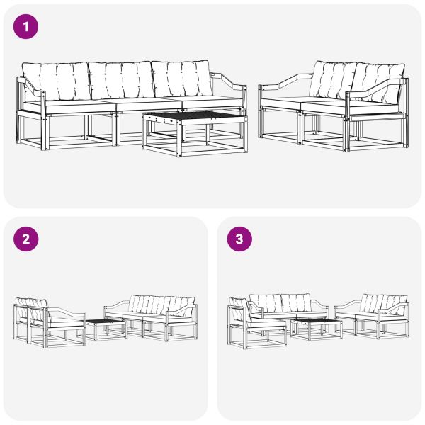 Комплект дивани за открито 6 pcs Натурален и Крема