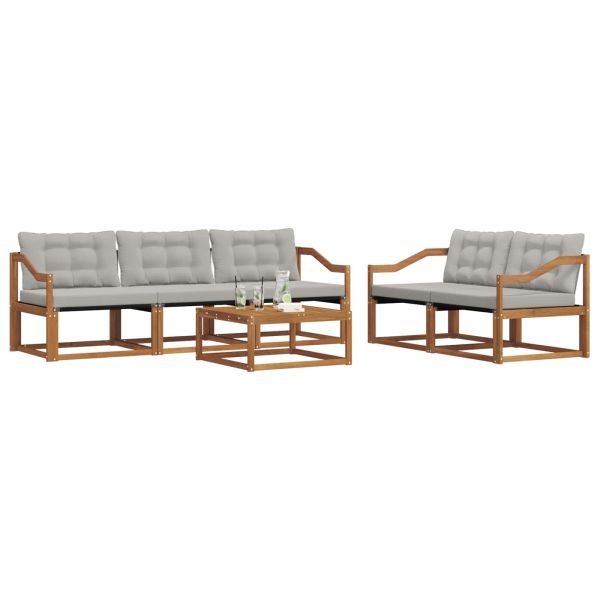 Комплект дивани за открито 6 pcs Естествено и светло сиво