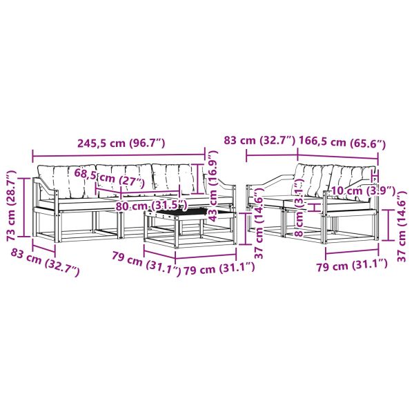 Комплект дивани за открито 6 pcs Естествено и черно
