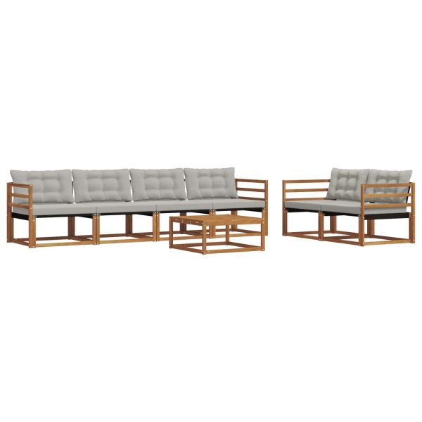 Комплект дивани за открито 7 pcs Естествено и светло сиво