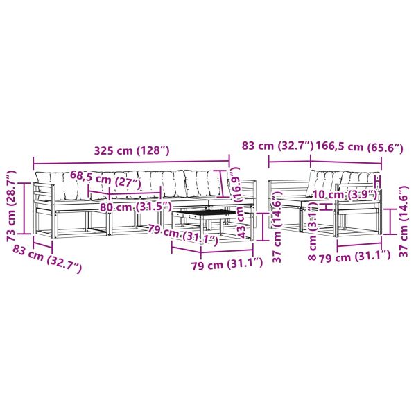 Комплект дивани за открито 7 pcs Естествено и черно