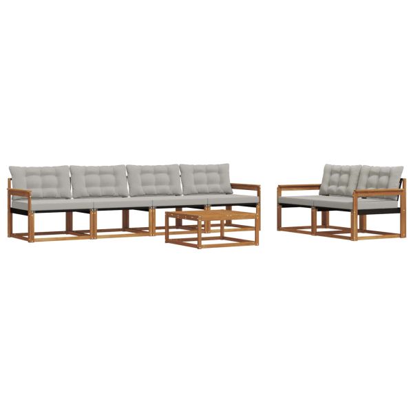 Комплект дивани за открито 7 pcs Естествено и светло сиво