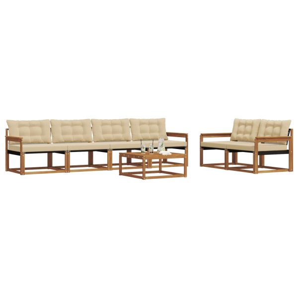Комплект дивани за открито 7 pcs Натурален и Бежов