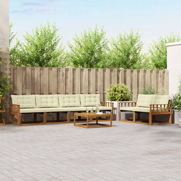 Комплект дивани за открито 7 pcs Натурален и Крема