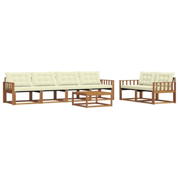 Комплект дивани за открито 7 pcs Натурален и Крема