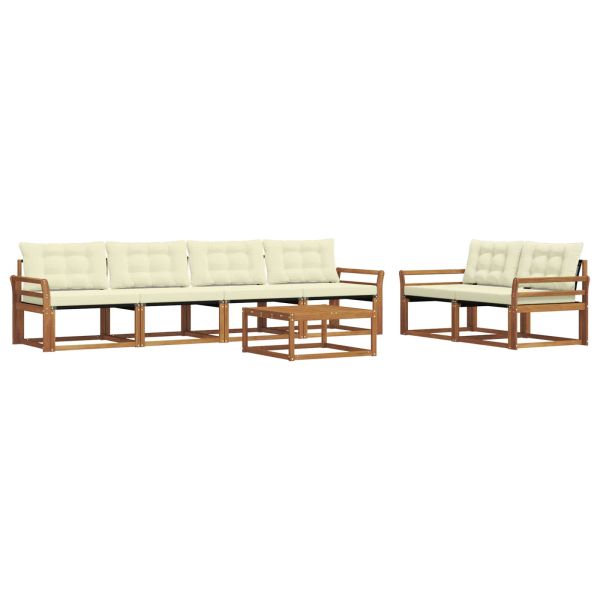 Комплект дивани за открито 7 pcs Натурален и Крема