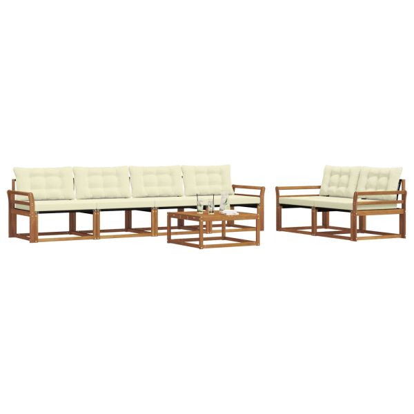 Комплект дивани за открито 7 pcs Натурален и Крема