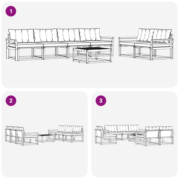 Комплект дивани за открито 7 pcs Натурален и Крема