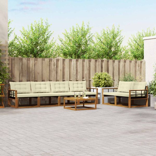 Комплект дивани за открито 7 pcs Натурален и Крема