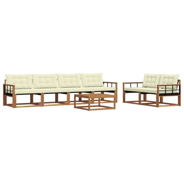 Комплект дивани за открито 7 pcs Натурален и Крема