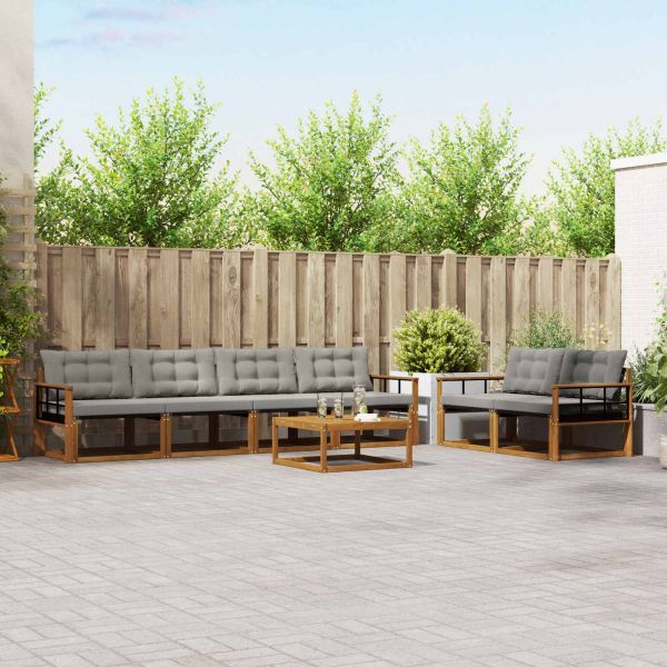 Комплект дивани за открито 7 pcs Естествено и светло сиво