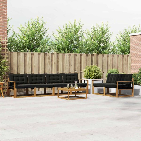 Комплект дивани за открито 7 pcs Естествено и черно