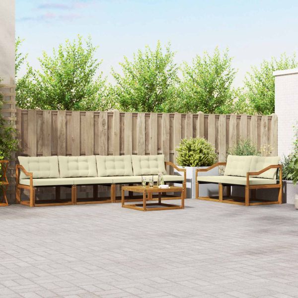 Комплект дивани за открито 7 pcs Натурален и Крема