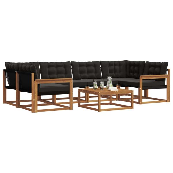 Комплект дивани за открито 7 pcs Естествено и черно