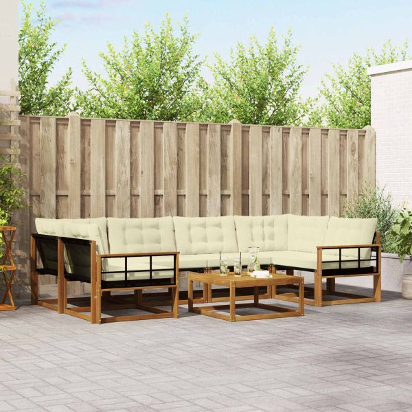 Комплект дивани за открито 7 pcs Натурален и Крема