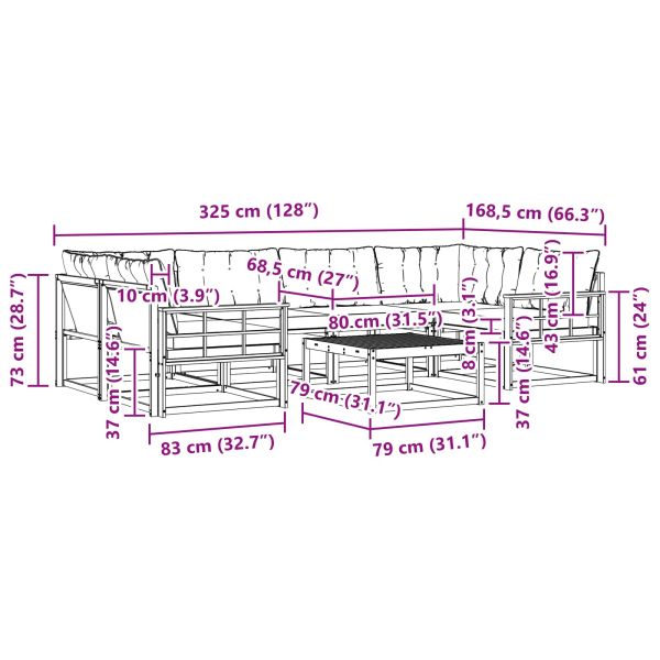 Комплект дивани за открито 7 pcs Естествено и светло сиво