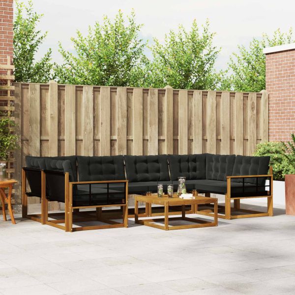 Комплект дивани за открито 7 pcs Естествено и черно