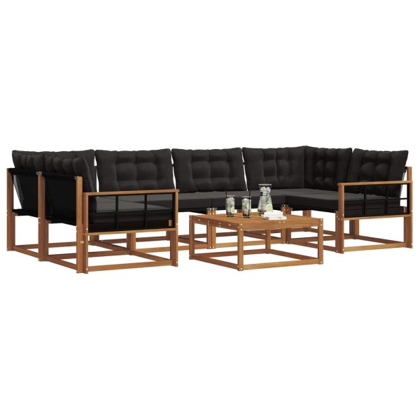 Комплект дивани за открито 7 pcs Естествено и черно