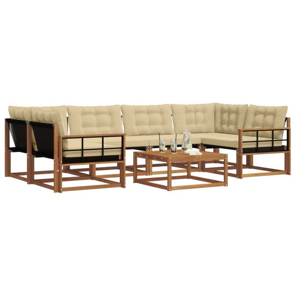 Комплект дивани за открито 7 pcs Натурален и Бежов