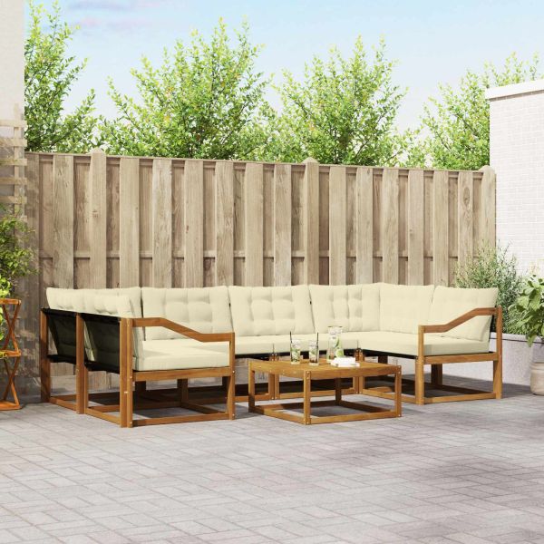 Комплект дивани за открито 7 pcs Натурален и Крема