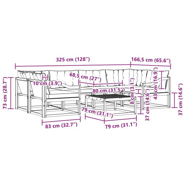 Комплект дивани за открито 7 pcs Натурален и Бежов