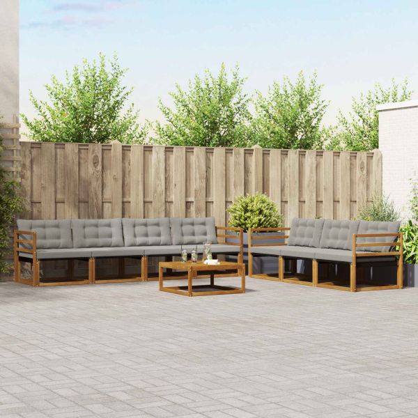 Комплект дивани за открито 8 pcs Естествено и светло сиво