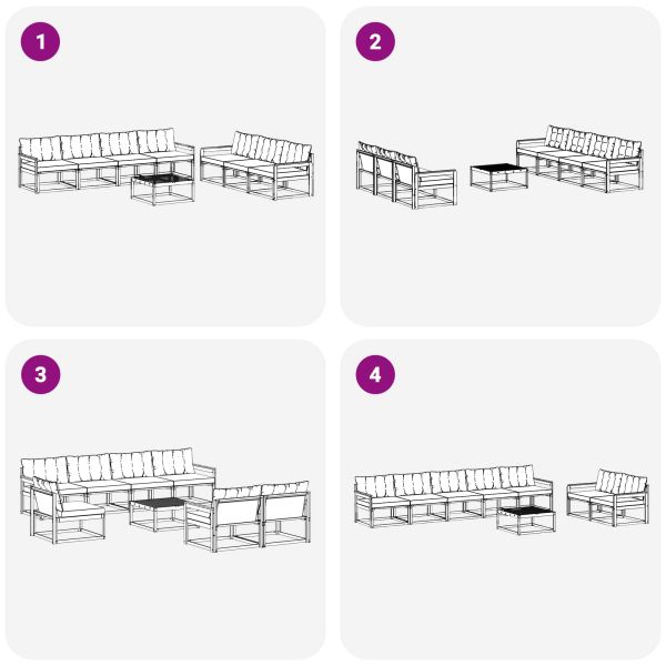 Комплект дивани за открито 8 pcs Естествено и черно