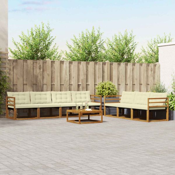 Комплект дивани за открито 8 pcs Натурален и Крема